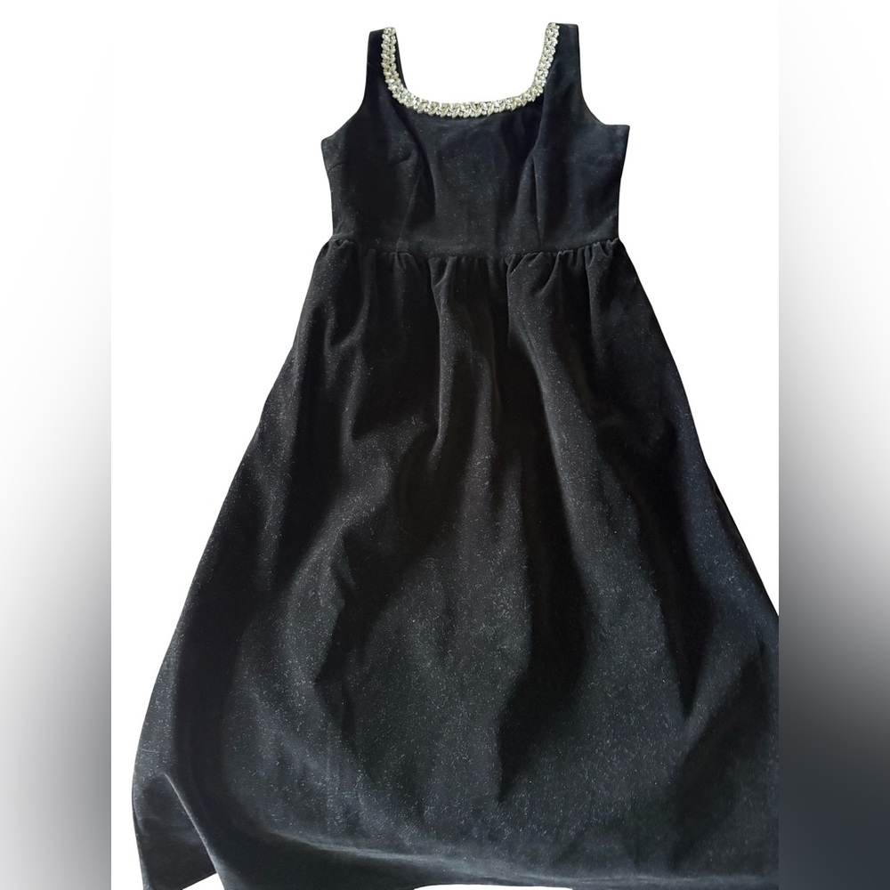 Black Midi Dress with Rhinestone Detailing - Picture 2 of 4